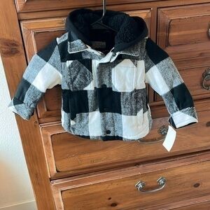 Urban Republic NWT Boy’s Black And White Plaid Jacket With Fur Inside.